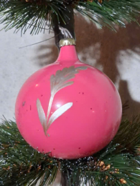 Oude Antiek Vintage Kerstbal 8565 Roze