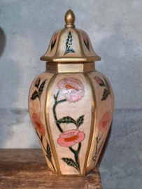Oude Vintage Geemailleerde Messing Dekselvaas Dewan & Sons