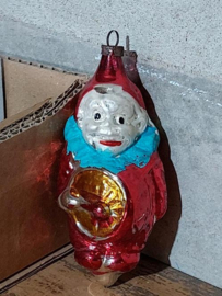 Oude Antieke Kerstbal 6708 Poppetje Clown Pierrot Banjo