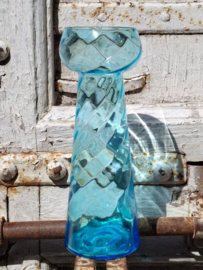 Oud Antiek Hyacintglas Bloembollenglas Licht Blauw