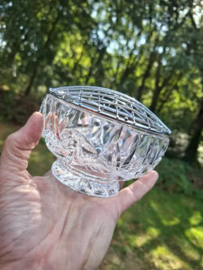 Oude Brocante Engelse Pique Fleur Flowerbowl Bloemensteker Kristal