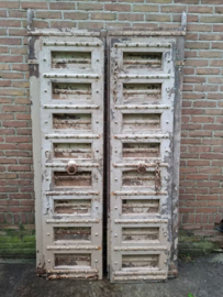 Oude Antieke Indiase Set Dubbele Deuren Poort Taupe