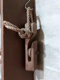 Oude Antieke Houten Katrol Hijsblok Scheepsantiek