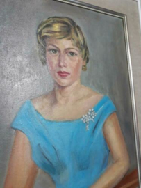 Oud Vintage Portret Schilderij Olieverf op Linnen