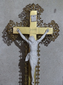 Oude Antieke Crucifix Kruisbeeld Jezus Biscuit Filligrain