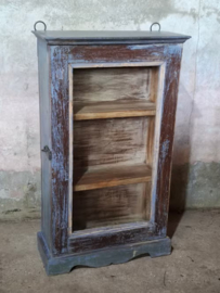 Oude Vintage Wandkastje Hangkastje Vitrine Kastje Ibiza Lila