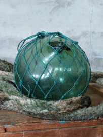 Oude Antiek Vintage Japanse Glazen Visnet Drijver in Net