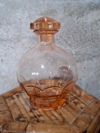Oud Antiek Roze Glas Persglas Art Deco Karaf
