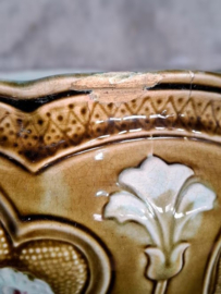 Oude Antieke Art Deco Planter Bloempot Majolica Iris