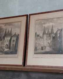 Oude Antieke Set Litho Poelpoort Groningen Westzijde & Oostzijde Schoonbeek