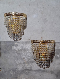 Oude Vintage Preciosa Set Wandlamp Kristallen Hollywood Regency