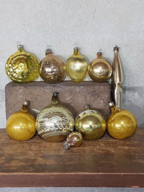 Oude Antiek Vintage Kerstballen Set 9129 Goud