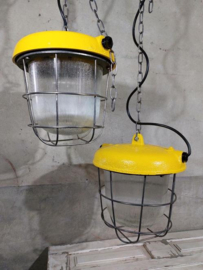 Oude Vintage Industriele Hanglamp Bunkerlamp Kooilamp Mais Geel