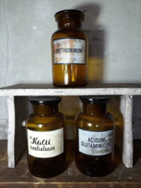 Oude Brocante Apothekersfles met Etiket Stopfles Assorti