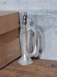 Oude Antieke Kerstbal 8209 Trompet Zilver