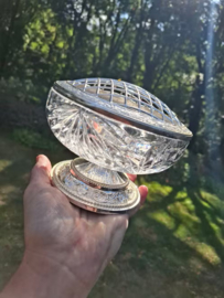 Oude Vintage Engelse Pique Fleur Flowerbowl Bloemensteker Kristal