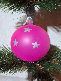Oude Antiek Vintage Kerstbal 8569 Roze