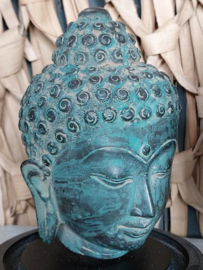 Oude Bronzen Boeddha Boeddhisme Hoofd in Stolp