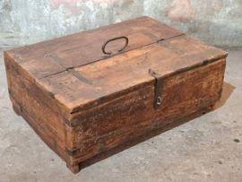 Oude Antieke Houten Bruidskist Kist Rajasthan India