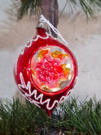 Oude Antiek Vintage Kerstbal 10076 Deukbal Dubbelzijdig