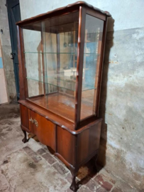 Oude Vintage Mid Century Highboard Vitrinekast Kast Vitrine