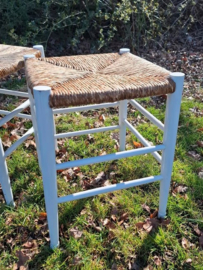 Oude Vintage Kruk met Biezen Zitting