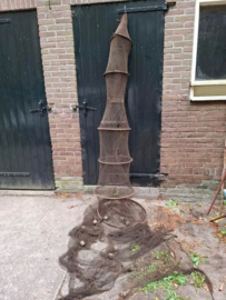 Oud Antiek Katoenen Fuik met Houten Hoepels