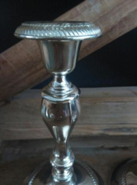 Oude Brocante Set kandelaren Silverplate Hotelzilver