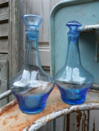 Oude Brocante Stopfles Karaf Blauw