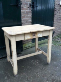 Oude Brocante Houten Tafel Boter Creme