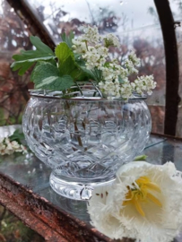 Oude Brocante Engelse Pique Fleur Flowerbowl Bloemensteker Kristal