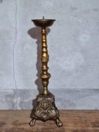 Oude Antieke Koperen Kandelaar Kerkkandelaar