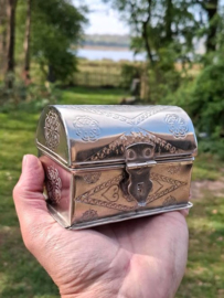 Oude Vintage Silverplate Bijoux Sieradenkistje