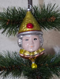 Oude Antiek Vintage Kerstbal 9879 Clown Pierrot Hoofd