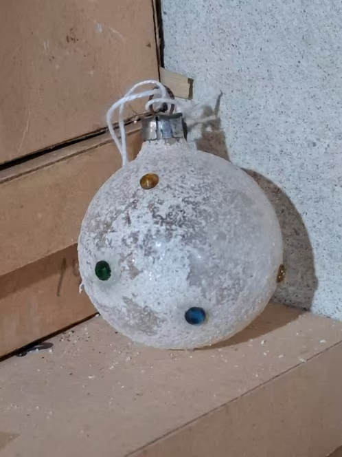 Oude Antiek Vintage Kerstbal 7879 Gedecoreerd