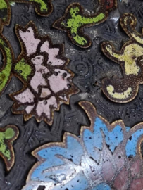 Oude Antieke Chinese Cloisonne Campleve Bronzen Vaas Emaille