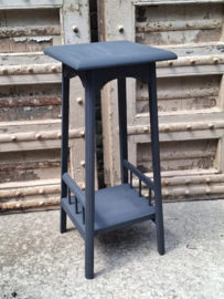 Oude Brocante Houten Krukje Tafeltje Restyle Mat Zwart