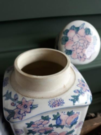 Oude Brocante Chineese Gemberpot Pioenroos