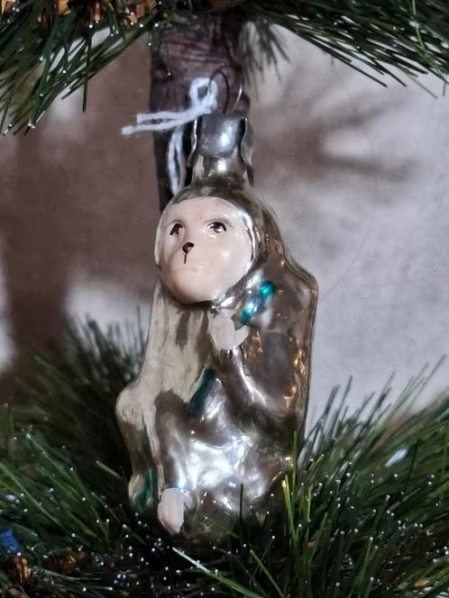 Oude Antieke Vintage Kerstbal 8861 USSR Aap