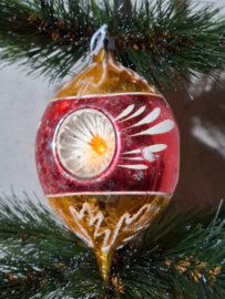 Oude Antiek Vintage Kerstbal 8916 Deukbal Pegel