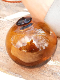 Oude Antiek Glazen Drijver Fishing Float Amber