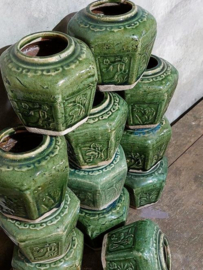 Oude Antiek Chinese Shiwan Gemberpot Groen