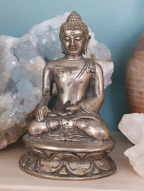 Oude Vintage Koperen Boeddha Boeddhisme  Bhumisparsha Mudra