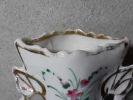 Oude Antieke Set Franse Cornet Biedermeier Bruidsvaasjes Vaasje Porselein