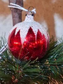 Oude Antiek Vintage Kerstbal 10046 Rood