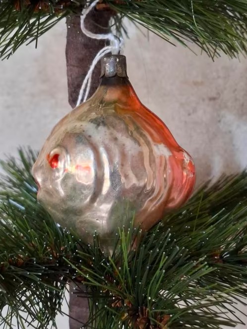 Oude Antiek Vintage Kerstbal 8950 USSR Vis