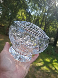 Oude Vintage Engelse Pique Fleur Flowerbowl Bloemensteker Kristal