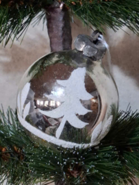Oude Antiek Vintage Kerstbal 10172 Zilver Kerstboom