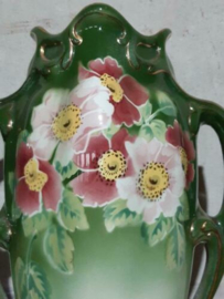 Oude Antieke Schouwset K&G Luneville Faience France Jardiniere