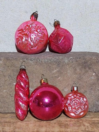 Oude Antiek Vintage Kerstballen 9334 Set Roze
